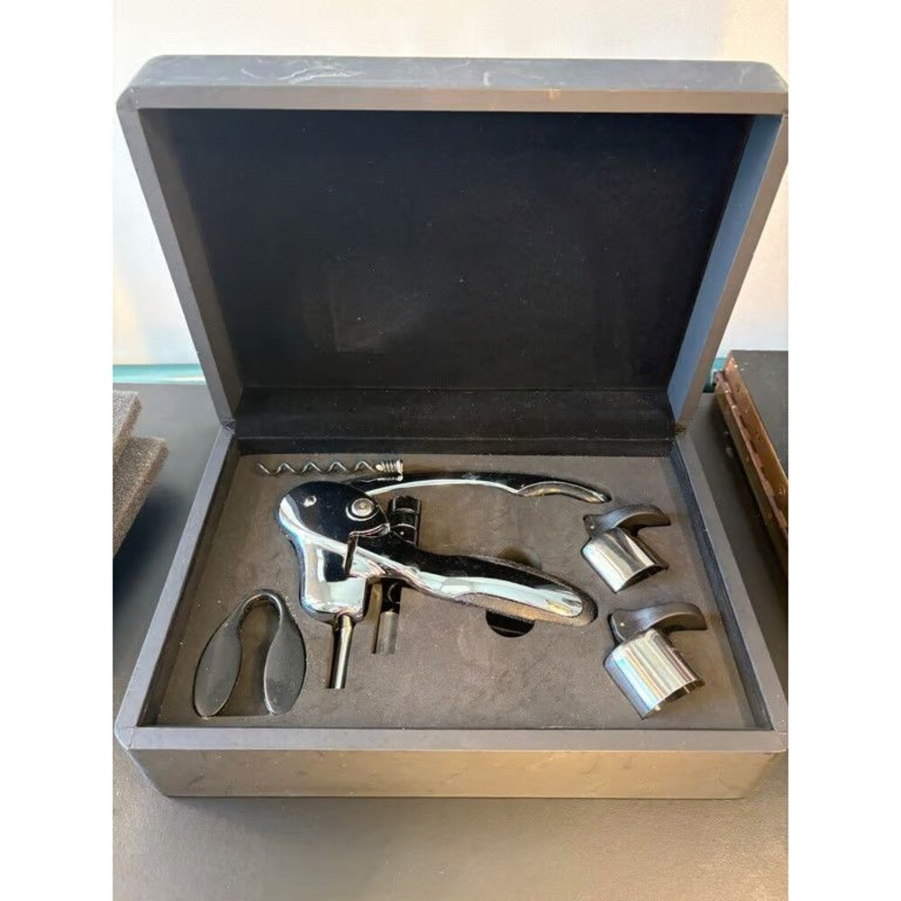 Wine Opener Gift Set 7 Piece Lever Corkscrew Foil Cutter Pourer Stoppers Boxed